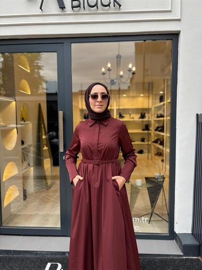 TD4515 Salve Kadın Elbise Bordo
