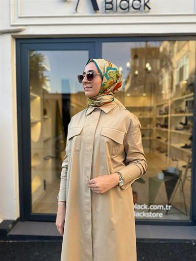 TD4516 Nefil Kadın Elbise Camel