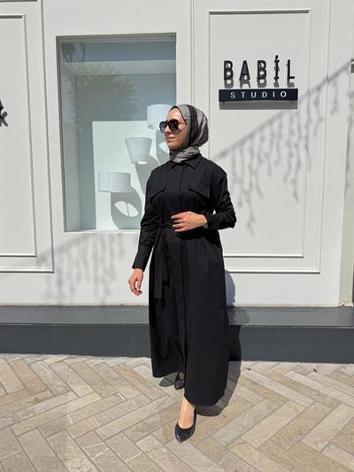 TD4516 Nefil Kadın Elbise Siyah