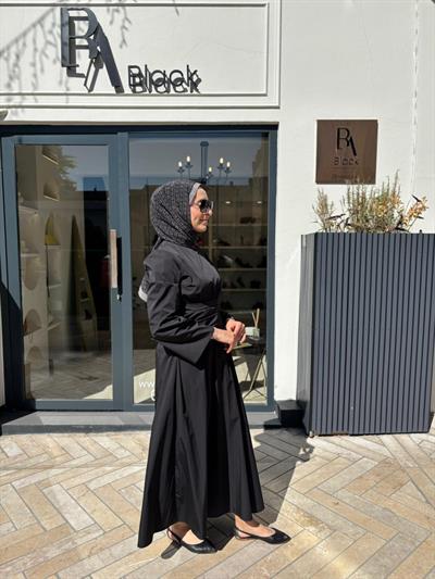 TD4523 Rose Büzgülü Kadın Elbise Siyah