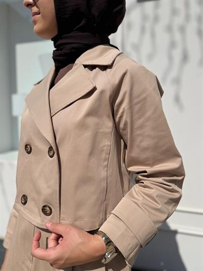 TD4528 Perry Kısa Kadın Trençkot Camel