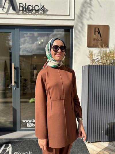 TD4552 Nora Dikiş Detay Kadın Takım Camel
