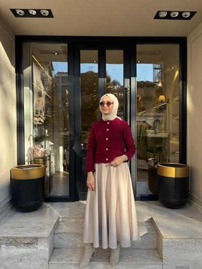 TD4601 Verona Dokulu Kadın Hırka Bordo