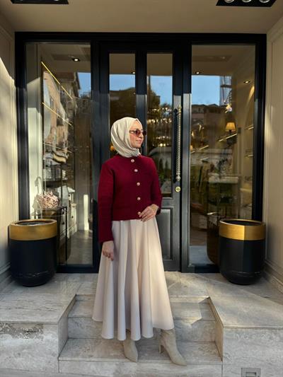 TD4601 Verona Dokulu Kadın Hırka Bordo