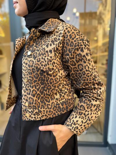 TD4633 Flam Leopar Kadın Ceket Leopar
