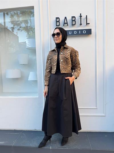 TD4633 Flam Leopar Kadın Ceket Leopar