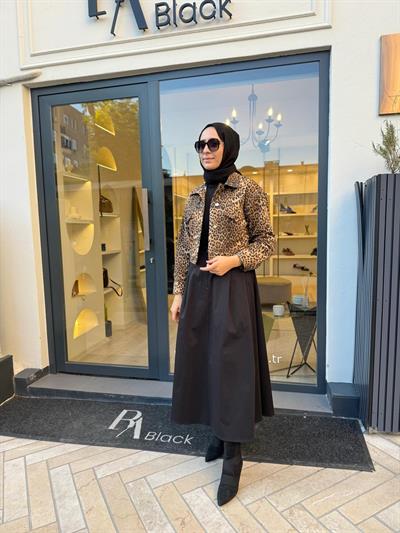 TD4633 Flam Leopar Kadın Ceket Leopar