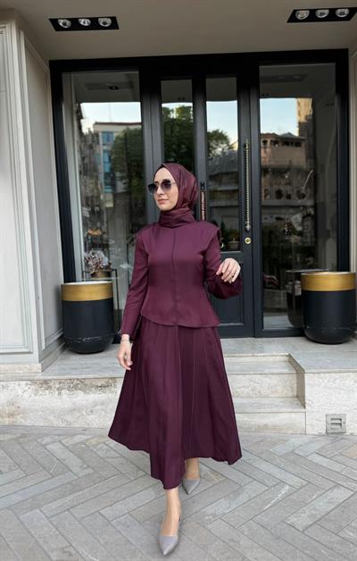 TD4643 Lima Parça Detaylı Kadın Takım Bordo