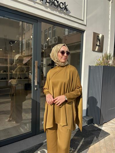 TD4674 Clare Pantolonlu Takım Yağ Yeşili