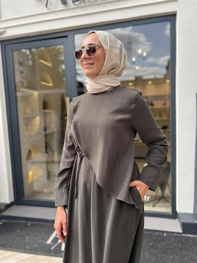 TD4681 Jave Kadın Elbise Haki Yeşil