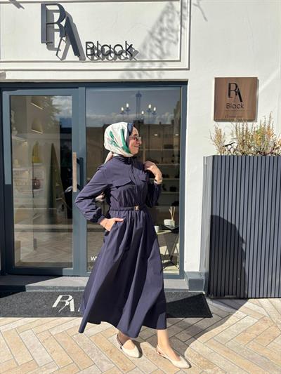 TD4683 Lona Kadın Elbise Lacivert