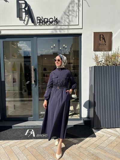 TD4683 Lona Kadın Elbise Lacivert