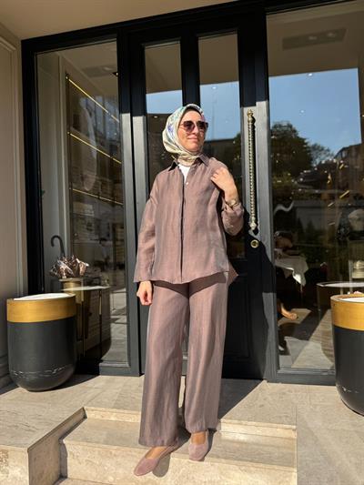 TD4728 Maya Pantolonlu Kadın Takım Kahve