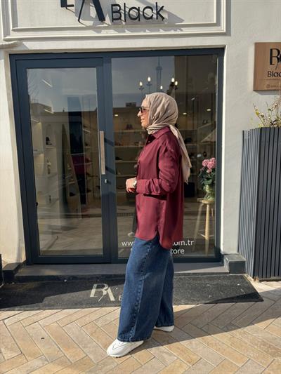 TD4765 Lilac Asetat Kadın Gömlek Bordo