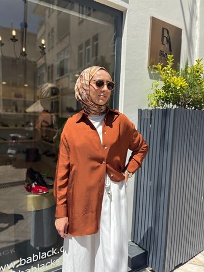 TD4765 Lilac Asetat Kadın Gömlek Kiremit
