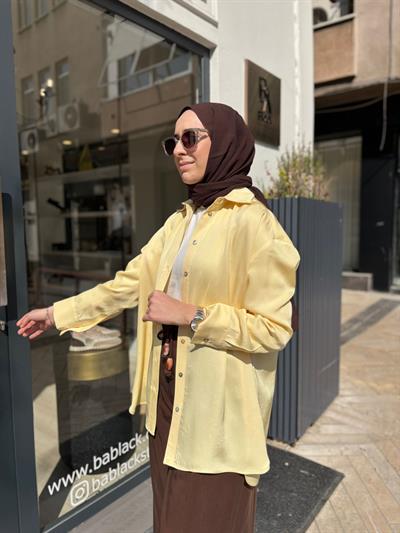 TD4765 Lilac Asetat Kadın Gömlek Sarı
