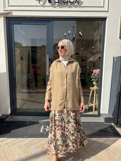 TD4765 Lilac Asetat Kadın Gömlek Yeşil