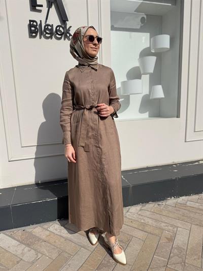 TD4767 Yaka Nakış Detay Kadın Elbise ETUP