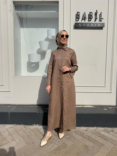 TD4767 Yaka Nakış Detay Kadın Elbise ETUP