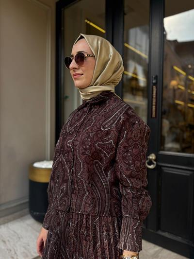 TD4793 Ethnic Desen Kadın Soft Kadın Kahve