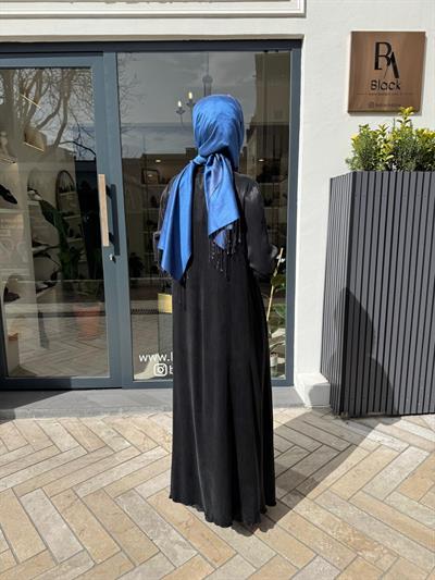 Ters Dikişli Parlak Kadın Elbise Siyah