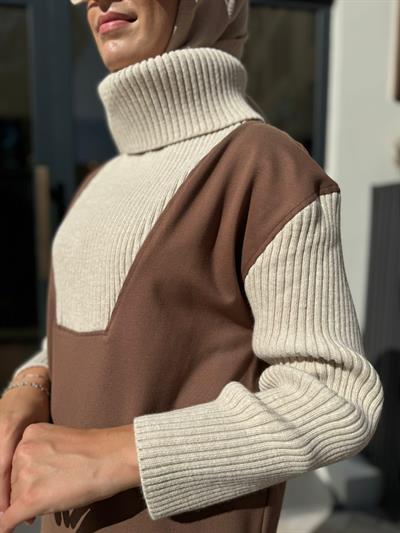 Triko Detaylı Lucca Kadın Sweat Camel