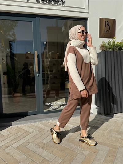 Triko Detaylı Lucca Kadın Sweat Camel