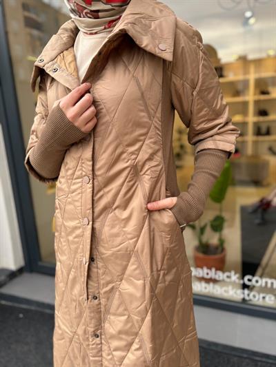 Triko Kol Detaylı Kadın Mont Camel