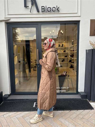 Triko Kol Detaylı Kadın Mont Camel