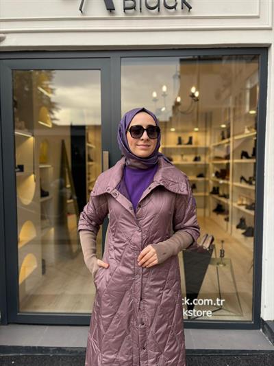 Triko Kol Detaylı Kadın Mont Gül Kurusu