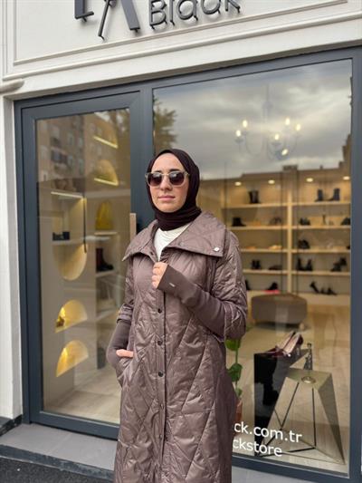 Triko Kol Detaylı Kadın Mont Vizon