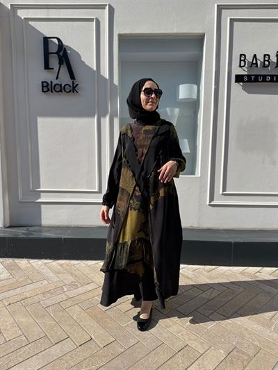 V3350 Dikiş Detay Kadın Elbise Siyah