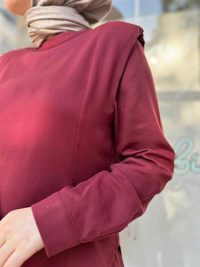 Vatka Omuz Detaylı Kadın Bluz Bordo