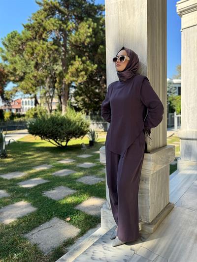 Vatka Omuz Detaylı Kadın Bluz Mürdüm