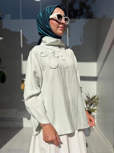 Yaka İşleme Detaylı Kadın Tunik Mint