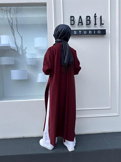 Yanları İpli Kadın Azure Gömlek Elbise Bordo