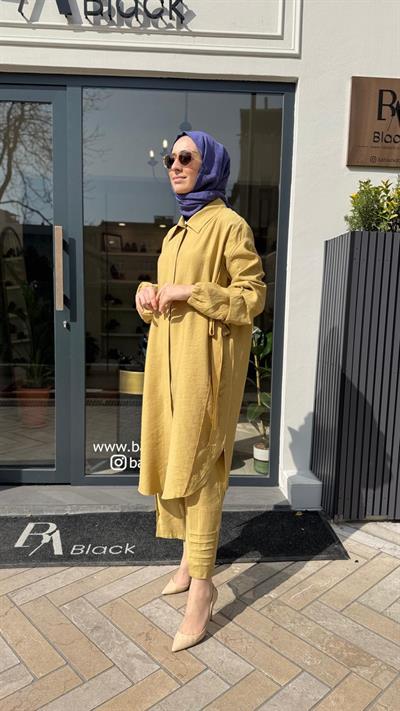 Yanları İşlemeli Kadın İkili Takım Sarı