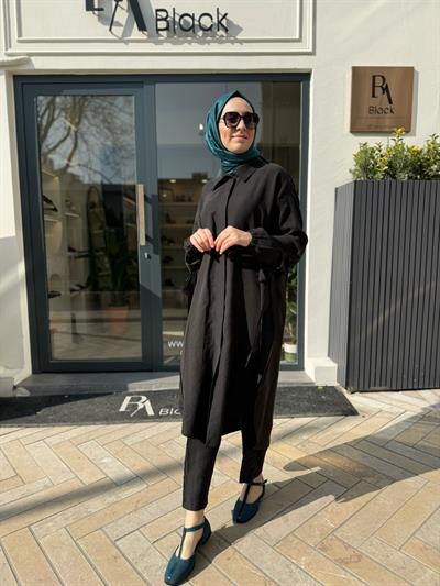 Yanları İşlemeli Kadın İkili Takım Siyah