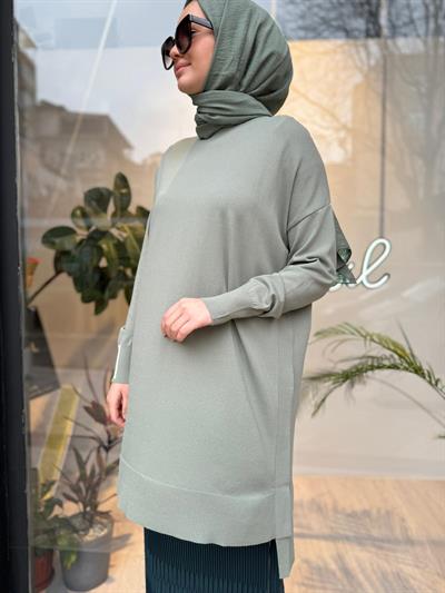Yanları Şeritli Kadın Triko Tunik Küf