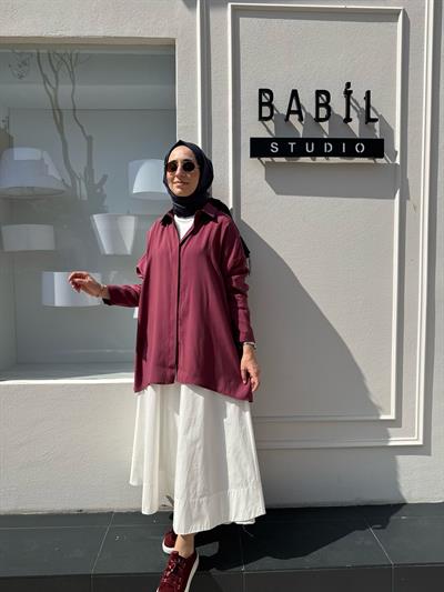 Yarasa Kol Kadın Basic Gömlek Mürdüm