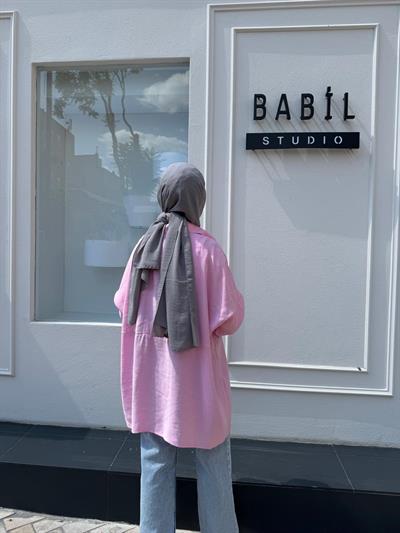 Yarasa Kol Kadın Basic Gömlek Pembe