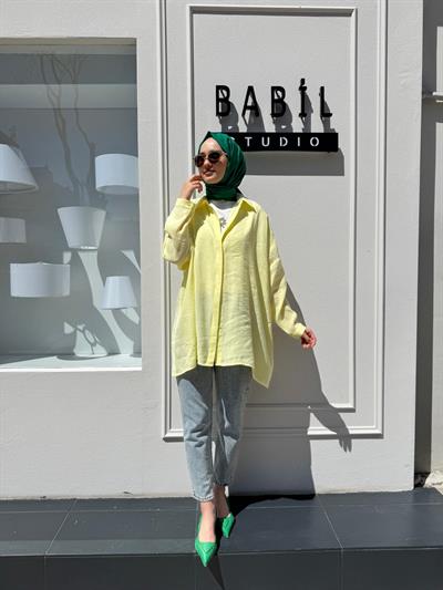 Yarasa Kol Kadın Basic Gömlek Sarı