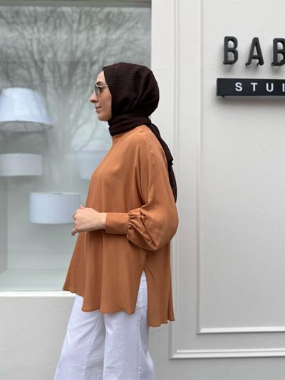 Yarasa Kol Kadın Tunik Camel