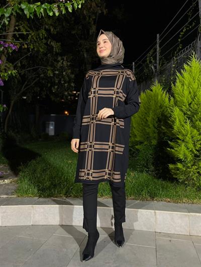 Zımbalı Triko Tunik Siyah