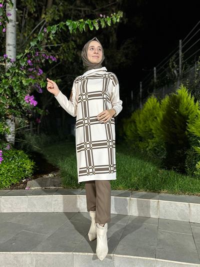 Zımbalı Triko Tunik Taş Rengi