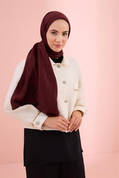 Bambunoor Bordo Naia Pamuk Şal 70x210