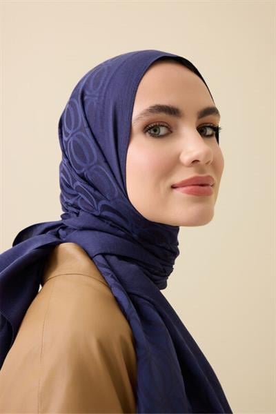 Bambunoor Lacivert Naia Pamuk Şal 70x210