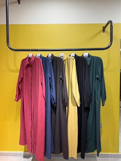 Çizgili Kemerli Elbise