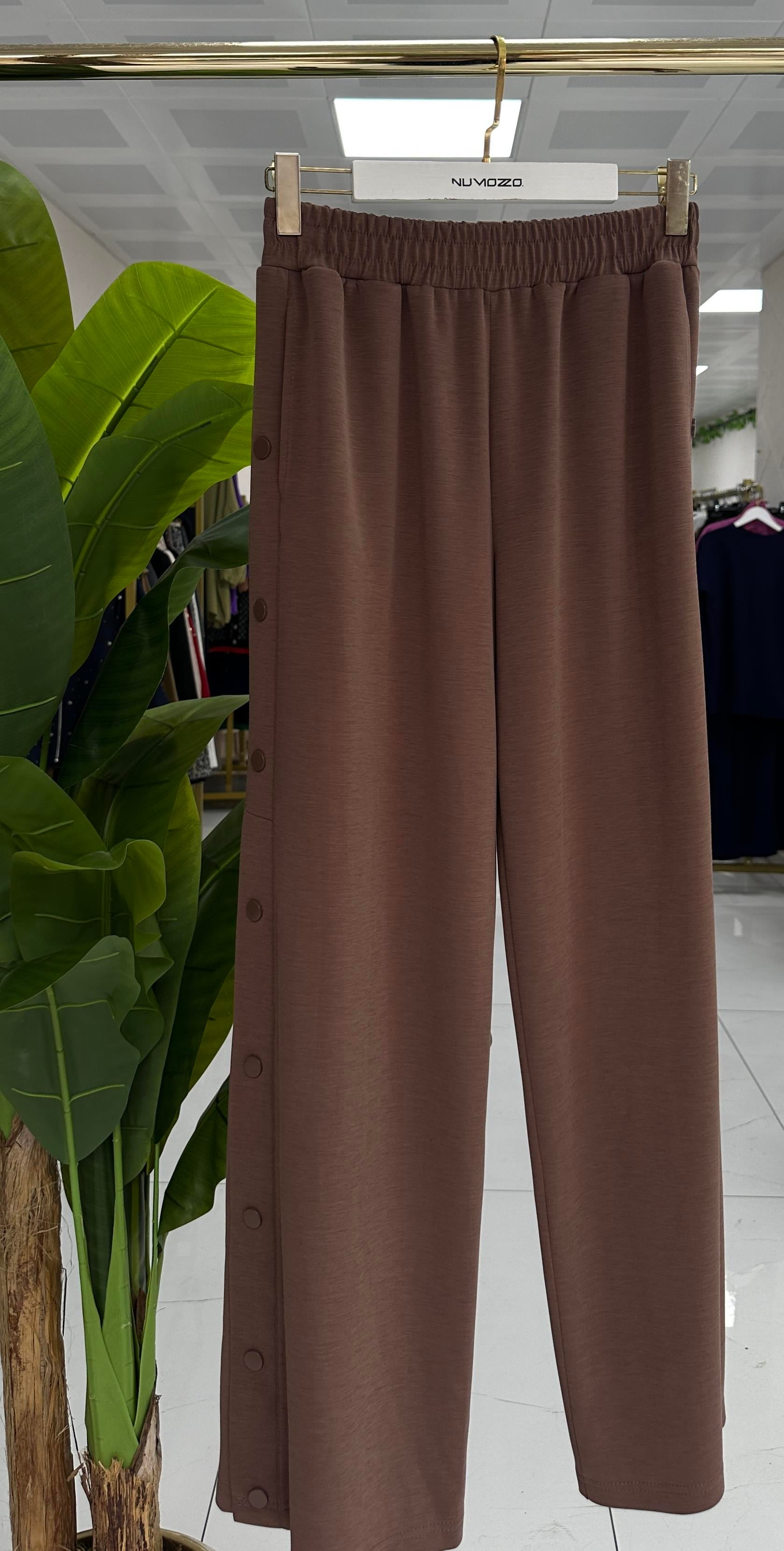 Sentez Tokyo Bambu Geniş Paça Pantolon Kahverengi