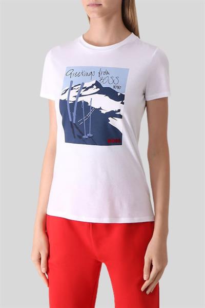Boss Baskılı Kadın T-Shirt Beyaz 101